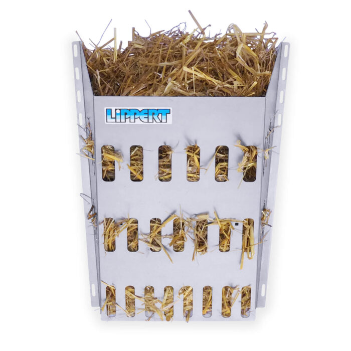 Lippert Tierwohl-Raufe Basic Ansicht Frontal mit Raufutter Stroh